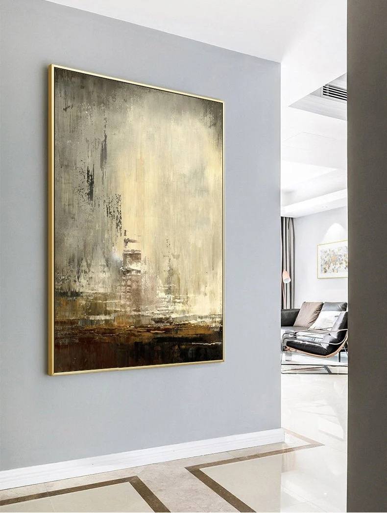 Contemporary Hand-painted Handmade Grey Urban Abstract Canvas Wall Art TIUQ4